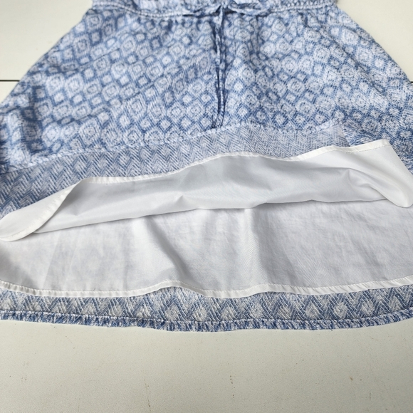 Ann Taylor Sleeveless Dress Casual Blue White Knee Length Textured V-Neck Sz M - Picture 14 of 16